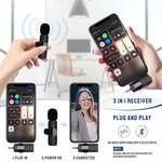 Load image into Gallery viewer, 🎤 Microphone de Cravate Sans Fil 3 en 1  – Haute Qualité Audio &amp; Réduction de Bruit
